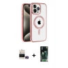 MARSİLYAN™- iPhone 14 Pro Max Kılıf Eksen Form Koleksiyonu - Şeffaf 360 Full Body Arka Koruyucu + Bilvis Titan Kamera Lens - GD