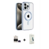 MARSİLYAN™- iPhone 14 Pro Max Kılıf Eksen Form Koleksiyonu - Şeffaf Pasifik Cam Ekran Koruyucu + Bilvis Titan Kamera Lens - SH