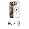 MARSİLYAN™- iPhone 14 Pro Max Kılıf Eksen Form Koleksiyonu - Şeffaf Pasifik Cam Ekran Koruyucu + Bilvis Titan Kamera Lens - GD