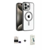 MARSİLYAN™- iPhone 14 Pro Max Kılıf Eksen Form Koleksiyonu - Şeffaf Pasifik Cam Ekran Koruyucu + Bilvis Titan Kamera Lens - SH