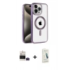 MARSİLYAN™- iPhone 14 Pro Max Kılıf Eksen Form Koleksiyonu - Şeffaf Pasifik Cam Ekran Koruyucu + Bilvis Titan Kamera Lens - DNMR