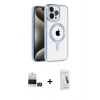 MARSİLYAN™- iPhone 14 Pro Max Kılıf Eksen Form Koleksiyonu - Şeffaf Pasifik Cam Ekran Koruyucu + Bilvis Titan Kamera Lens - GD