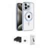MARSİLYAN™- iPhone 14 Pro Max Kılıf Eksen Form Koleksiyonu - Şeffaf Pasifik Cam Ekran Koruyucu + Raze Metal Kamera Lens - GS