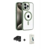 MARSİLYAN™- iPhone 14 Pro Max Kılıf Eksen Form Koleksiyonu - Şeffaf Pasifik Cam Ekran Koruyucu + Raze Metal Kamera Lens - GS