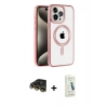 MARSİLYAN™- iPhone 14 Pro Max Kılıf Eksen Form Koleksiyonu - Şeffaf Pasifik Cam Ekran Koruyucu + Raze Metal Kamera Lens - GD