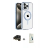 MARSİLYAN™- iPhone 14 Pro Max Kılıf Eksen Form Koleksiyonu - Şeffaf Pasifik Cam Ekran Koruyucu + Raze Metal Kamera Lens - GD