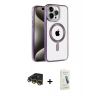 MARSİLYAN™- iPhone 14 Pro Max Kılıf Eksen Form Koleksiyonu - Şeffaf Pasifik Cam Ekran Koruyucu + Raze Metal Kamera Lens - GD
