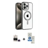 MARSİLYAN™- iPhone 14 Pro Max Kılıf Eksen Form Koleksiyonu - Şeffaf Royal Nano Ekran Koruyucu + Bilvis Titan Kamera Lens - DNMR