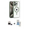 MARSİLYAN™- iPhone 14 Pro Max Kılıf Eksen Form Koleksiyonu - Şeffaf Royal Nano Ekran Koruyucu + Bilvis Titan Kamera Lens - DNMR