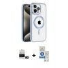 MARSİLYAN™- iPhone 14 Pro Max Kılıf Eksen Form Koleksiyonu - Şeffaf Royal Nano Ekran Koruyucu + Gold Bilvis Titan Kamera Lens