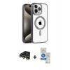 MARSİLYAN™- iPhone 14 Pro Max Kılıf Eksen Form Koleksiyonu - Şeffaf Royal Nano Ekran Koruyucu + Gold Raze Metal Kamera Lens