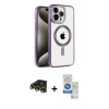 MARSİLYAN™- iPhone 14 Pro Max Kılıf Eksen Form Koleksiyonu - Şeffaf Royal Nano Ekran Koruyucu + Gold Raze Metal Kamera Lens