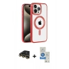 MARSİLYAN™- iPhone 14 Pro Max Kılıf Eksen Form Koleksiyonu - Şeffaf Royal Nano Ekran Koruyucu + Gold Raze Metal Kamera Lens