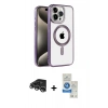 MARSİLYAN™- iPhone 14 Pro Max Kılıf Eksen Form Koleksiyonu - Şeffaf Royal Nano Ekran Koruyucu + Raze Metal Kamera Lens - GS