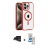 MARSİLYAN™- iPhone 14 Pro Max Kılıf Eksen Form Koleksiyonu - Şeffaf Royal Nano Ekran Koruyucu + Raze Metal Kamera Lens - GS