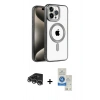 MARSİLYAN™- iPhone 14 Pro Max Kılıf Eksen Form Koleksiyonu - Şeffaf Royal Nano Ekran Koruyucu + Raze Metal Kamera Lens - GS