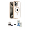 MARSİLYAN™- iPhone 14 Pro Max Kılıf Eksen Form Koleksiyonu - Şeffaf Royal Nano Ekran Koruyucu + Siyah Bilvis Titan Kamera Lens