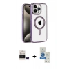 MARSİLYAN™- iPhone 14 Pro Max Kılıf Eksen Form Koleksiyonu - Şeffaf Royal Nano Ekran Koruyucu + Siyah Bilvis Titan Kamera Lens