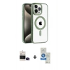 MARSİLYAN™- iPhone 14 Pro Max Kılıf Eksen Form Koleksiyonu - Şeffaf Royal Nano Ekran Koruyucu + Siyah Bilvis Titan Kamera Lens