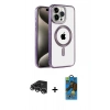 MARSİLYAN™- iPhone 14 Pro Max Kılıf Eksen Form Koleksiyonu - Siyah 18D Cam Ekran Koruyucu + Raze Metal Kamera Lens - GS