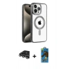 MARSİLYAN™- iPhone 14 Pro Max Kılıf Eksen Form Koleksiyonu - Siyah 18D Cam Ekran Koruyucu + Raze Metal Kamera Lens - GS
