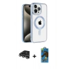 MARSİLYAN™- iPhone 14 Pro Max Kılıf Eksen Form Koleksiyonu - Siyah 18D Cam Ekran Koruyucu + Raze Metal Kamera Lens - GS