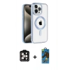 MARSİLYAN™- iPhone 14 Pro Max Kılıf Eksen Form Koleksiyonu - Siyah 18D Cam Ekran Koruyucu + PVD Metal Kamera Lens - TU
