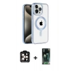 MARSİLYAN™- iPhone 14 Pro Max Kılıf Eksen Form Koleksiyonu - Siyah 360 Mat Full Body Arka Koruyucu + Turuncu PVD Metal Kamera Lens