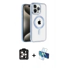 MARSİLYAN™- iPhone 14 Pro Max Kılıf Eksen Form Koleksiyonu - Siyah 3D Antistatik Cam Ekran Koruyucu + PVD Metal Kamera Lens - TU