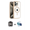 MARSİLYAN™- iPhone 14 Pro Max Kılıf Eksen Form Koleksiyonu - Siyah 3D Antistatik Cam Ekran Koruyucu + PVD Metal Kamera Lens - TU