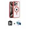 MARSİLYAN™- iPhone 14 Pro Max Kılıf Eksen Form Koleksiyonu - Siyah 3D Antistatik Cam Ekran Koruyucu + PVD Metal Kamera Lens - TU