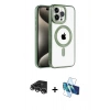 MARSİLYAN™- iPhone 14 Pro Max Kılıf Eksen Form Koleksiyonu - Siyah 3D Antistatik Cam Ekran Koruyucu + Raze Metal Kamera Lens - GS