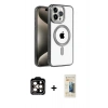 MARSİLYAN™- iPhone 14 Pro Max Kılıf Eksen Form Koleksiyonu - Siyah 6D Mat Seramik Hayalet Nano Ekran Koruyucu + PVD Metal Kamera Lens - TU