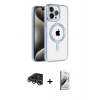 MARSİLYAN™- iPhone 14 Pro Max Kılıf Eksen Form Koleksiyonu - Siyah Bilvis 3D Mat Cam Ekran Koruyucu + Raze Metal Kamera Lens - GS