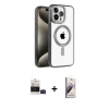 MARSİLYAN™- iPhone 14 Pro Max Kılıf Eksen Form Koleksiyonu - Siyah Bilvis 3D Mat Cam Ekran Koruyucu + Bilvis Titan Kamera Lens - SH