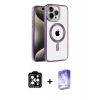 MARSİLYAN™- iPhone 14 Pro Max Kılıf Eksen Form Koleksiyonu - Siyah Bilvis 5in1 3D Magic Cam Ekran Koruyucu + PVD Metal Kamera Lens - TU
