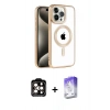 MARSİLYAN™- iPhone 14 Pro Max Kılıf Eksen Form Koleksiyonu - Siyah Bilvis 5in1 3D Magic Cam Ekran Koruyucu + PVD Metal Kamera Lens - TU