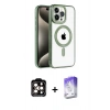 MARSİLYAN™- iPhone 14 Pro Max Kılıf Eksen Form Koleksiyonu - Siyah Bilvis 5in1 3D Magic Cam Ekran Koruyucu + PVD Metal Kamera Lens - TU