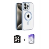 MARSİLYAN™- iPhone 14 Pro Max Kılıf Eksen Form Koleksiyonu - Siyah Bilvis 5in1 3D Magic Cam Ekran Koruyucu + PVD Metal Kamera Lens - TU