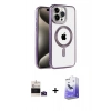 MARSİLYAN™- iPhone 14 Pro Max Kılıf Eksen Form Koleksiyonu - Siyah Bilvis 5in1 5D Magic Hayalet Cam Ekran Koruyucu + Derin Mor Bilvis Titan Kamera Lens