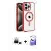 MARSİLYAN™- iPhone 14 Pro Max Kılıf Eksen Form Koleksiyonu - Siyah Bilvis 5in1 5D Magic Hayalet Cam Ekran Koruyucu + Derin Mor Bilvis Titan Kamera Lens