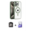MARSİLYAN™- iPhone 14 Pro Max Kılıf Eksen Form Koleksiyonu - Siyah Bilvis 5in1 5D Magic Hayalet Cam Ekran Koruyucu + PVD Metal Kamera Lens - TU