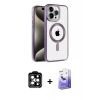 MARSİLYAN™- iPhone 14 Pro Max Kılıf Eksen Form Koleksiyonu - Siyah Bilvis 5in1 5D Magic Hayalet Cam Ekran Koruyucu + PVD Metal Kamera Lens - TU