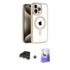MARSİLYAN™- iPhone 14 Pro Max Kılıf Eksen Form Koleksiyonu - Siyah Bilvis 5in1 5D Magic Hayalet Cam Ekran Koruyucu + Raze Metal Kamera Lens - GD