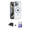 MARSİLYAN™- iPhone 14 Pro Max Kılıf Eksen Form Koleksiyonu - Siyah Bilvis 5in1 5D Magic Hayalet Cam Ekran Koruyucu + Raze Metal Kamera Lens - GS