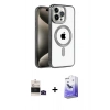 MARSİLYAN™- iPhone 14 Pro Max Kılıf Eksen Form Koleksiyonu - Siyah Bilvis 5in1 5D Magic Hayalet Cam Ekran Koruyucu + Siyah Bilvis Titan Kamera Lens
