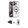 MARSİLYAN™- iPhone 14 Pro Max Kılıf Eksen Form Koleksiyonu - Siyah Bilvis Hayalet Cam Ekran Koruyucu + Raze Metal Kamera Lens - GS