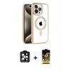 MARSİLYAN™- iPhone 14 Pro Max Kılıf Eksen Form Koleksiyonu - Siyah Buffer Cam Ekran Koruyucu + PVD Metal Kamera Lens - TU