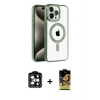 MARSİLYAN™- iPhone 14 Pro Max Kılıf Eksen Form Koleksiyonu - Siyah Buffer Cam Ekran Koruyucu + PVD Metal Kamera Lens - TU