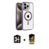 MARSİLYAN™- iPhone 14 Pro Max Kılıf Eksen Form Koleksiyonu - Siyah Buffer Cam Ekran Koruyucu + PVD Metal Kamera Lens - TU